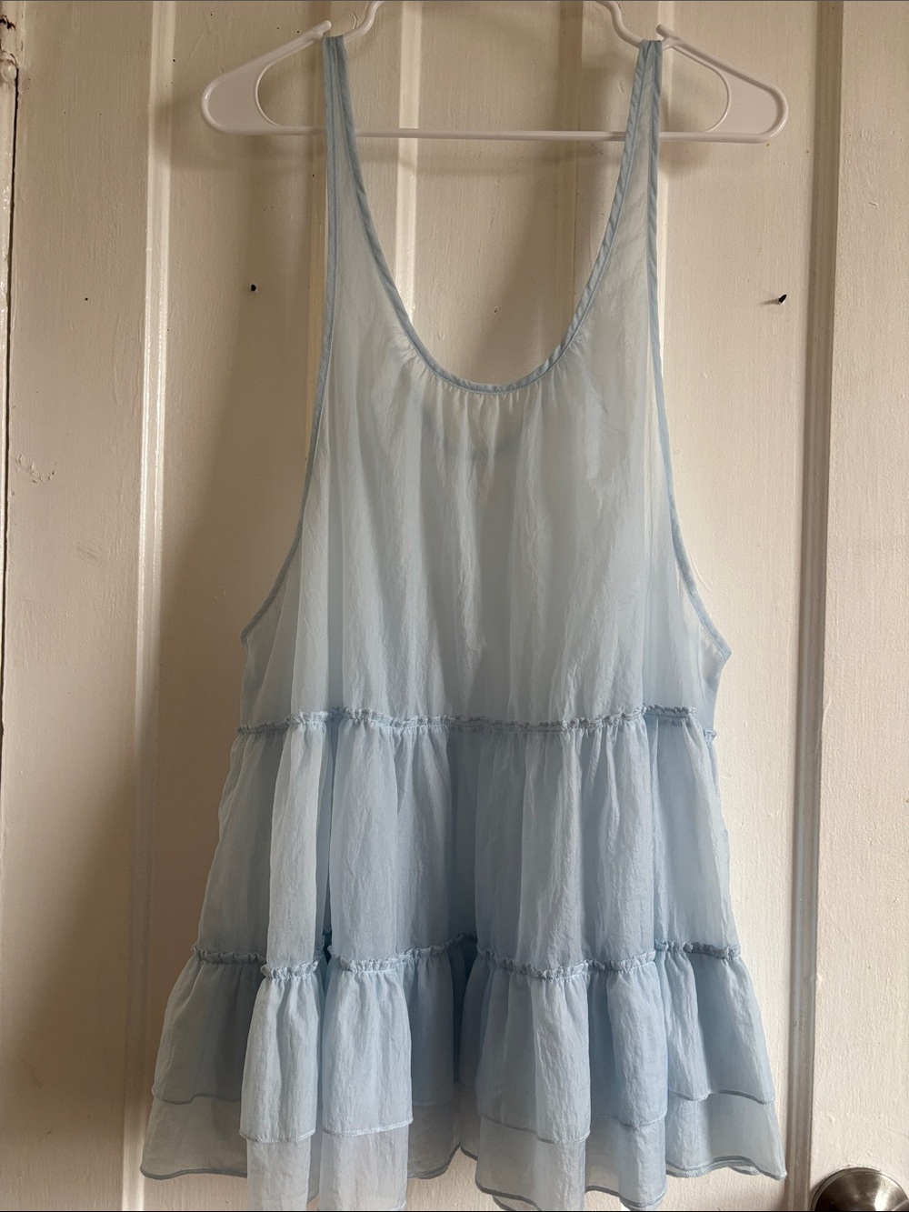 Free People Light Blue Tiered Chiffon Dress